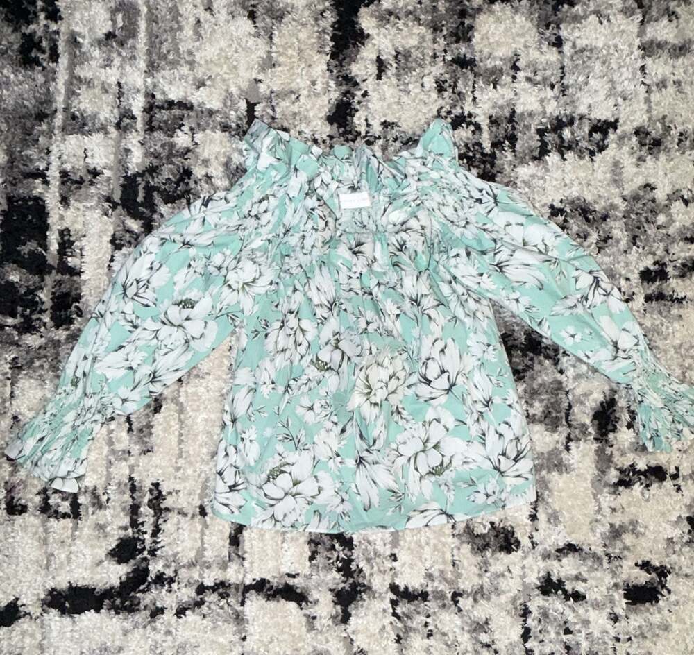 Christy Lynn Floral Print Off-the-Shoulder Long Sleeve Ruffle Blouse